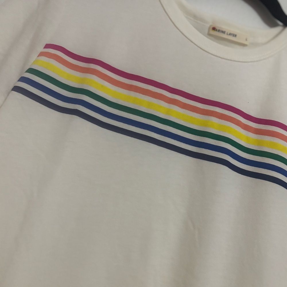 Marine Layer Cream Top with Rainbow Stripes